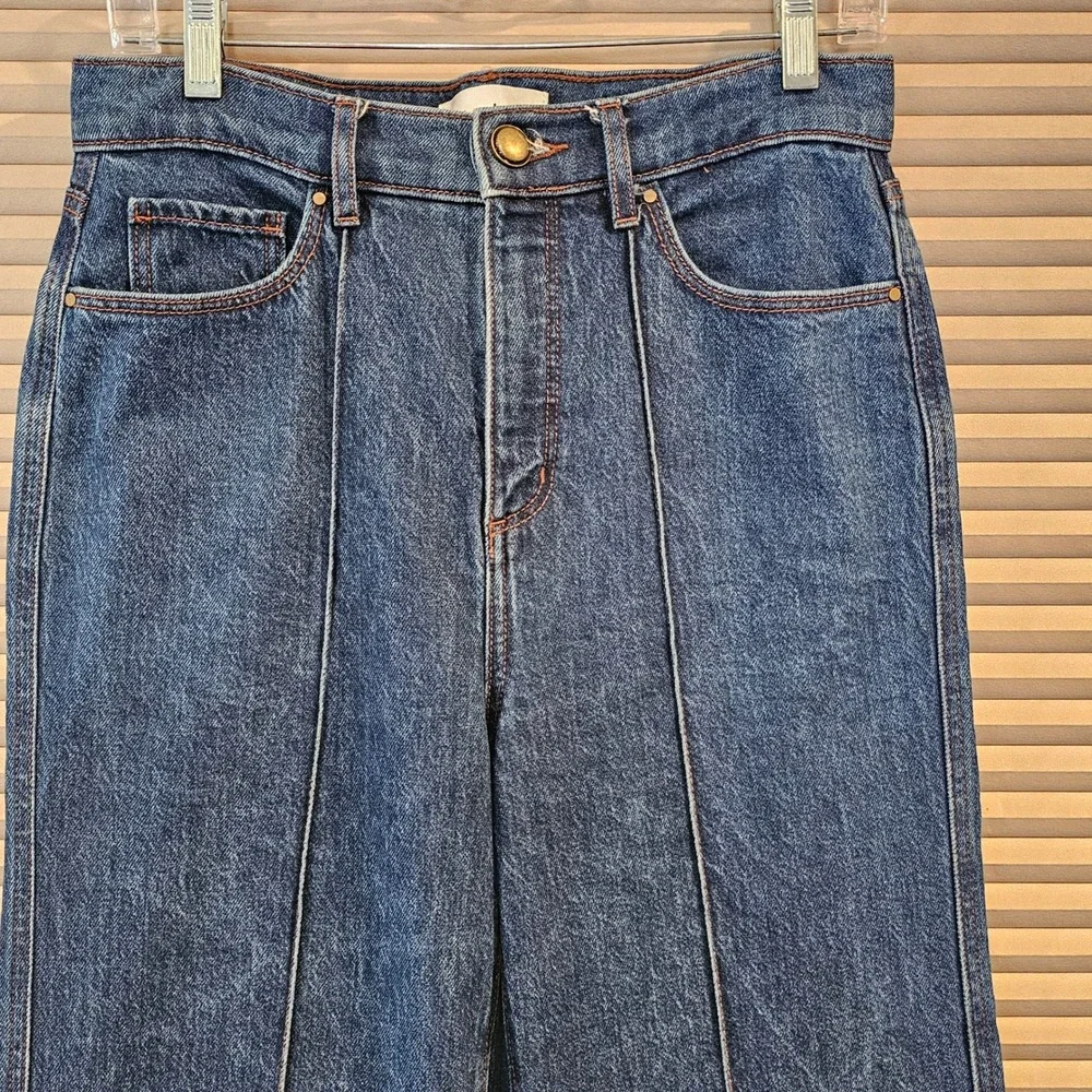 Loft The Super Flare High Rise Front Seam Wide Leg Blue Jeans 27/4 FA24 70445 - Picture 2 of 9
